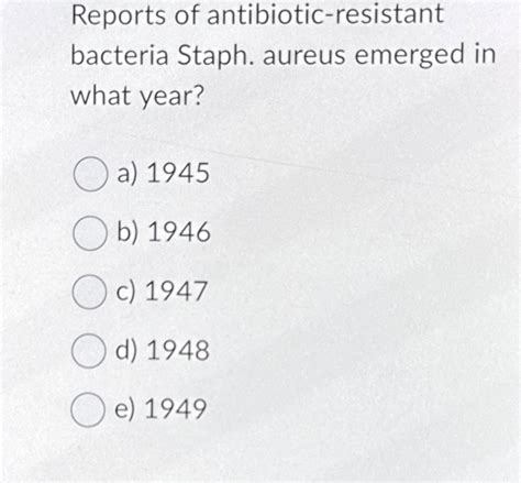 Solved Reports Of Antibiotic Resistant Bacteria Staph