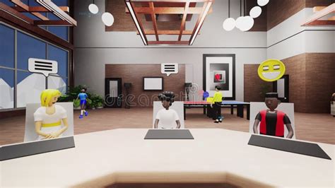 3d Avatars In Futuristic Virtual Office Stock Video Video Of Cyber