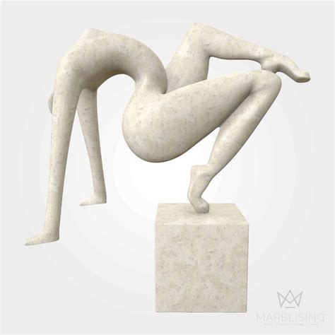 Stone Carved Figure Abstract Stretching Nude L Marblising