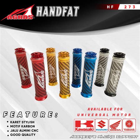 Jual Handfat Handgrip Grip Motor AGRAS KARET CARBON JALU ALMINI CNC