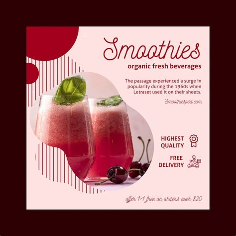 Premium Vector Smoothies Bar Square Flyer