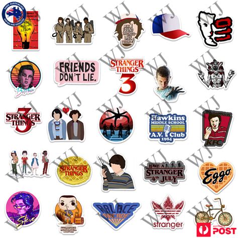 50pcs Stranger Things Tv Show Vinyl Decal Stickers Laptop Waterproof