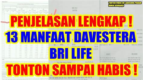 Manfaat Asuransi Davestera Bri Life Youtube