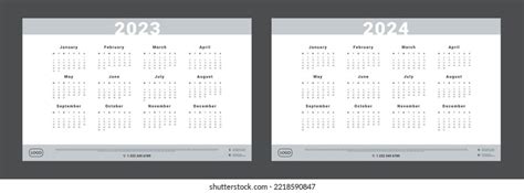 2023 2024 Calendar Template Place Company Stock Vector (Royalty Free ...