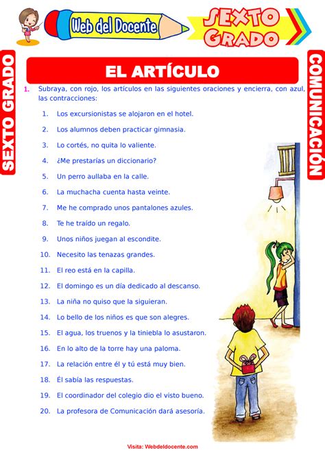 Ejercicios Del Artículo Para Sexto Grado De Primaria Comunicación