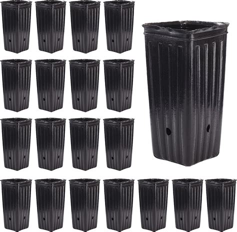 Msuiint 20pcs Plastic Plant Nursery Bags Square Deep Plant Nursery Pots Tall