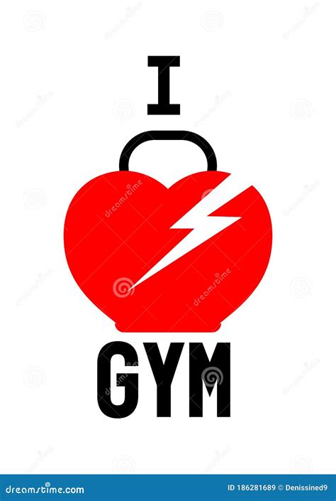 Love Gym Logo Design Template Dumbbell Icon Sport Club Symbol Vector Illustration Stock