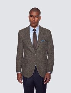 Mens Green Windowpane Check Tweed Jacket Hawes Curtis