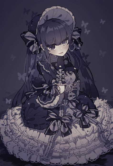 Safebooru 1girl Apron Black Gloves Blurry Blush Bug Butterfly