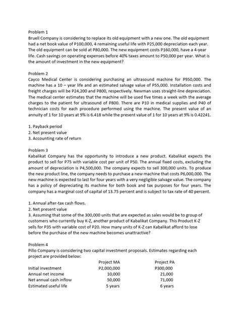Problemscapital Budgeting Pdf
