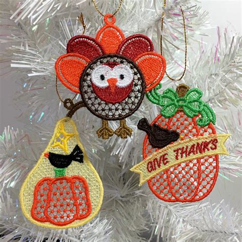 Fall Tree Ornaments Set Of 10 Fall Harvest Thanksgiving Etsy