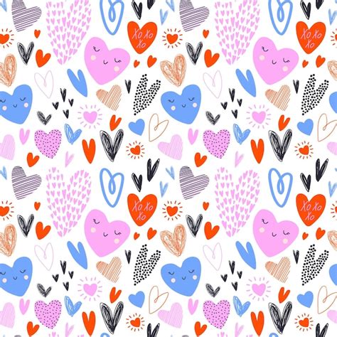 Premium Vector Seamless Pattern With Hearts Vector Illustrations