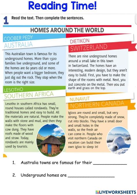 Houses Around The World Online Activity In Reading Comprehension