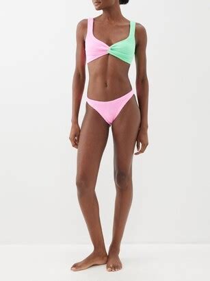 Hunza G Chelsea Bi Colour Twist Front Crinkled Knit Bikini Shopstyle