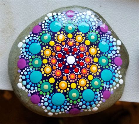 Mandala Stone Painted Rocks Colorful Dot Art Painting Original Home