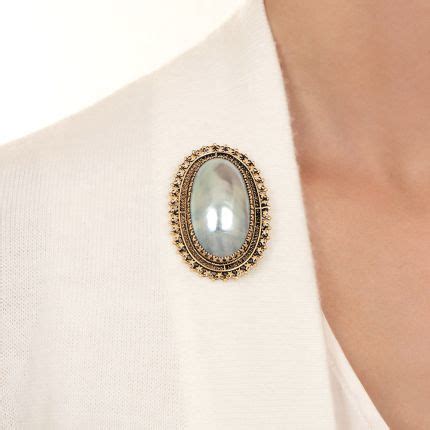 Large Vintage Abalone Mabe Pearl Brooch Pendant