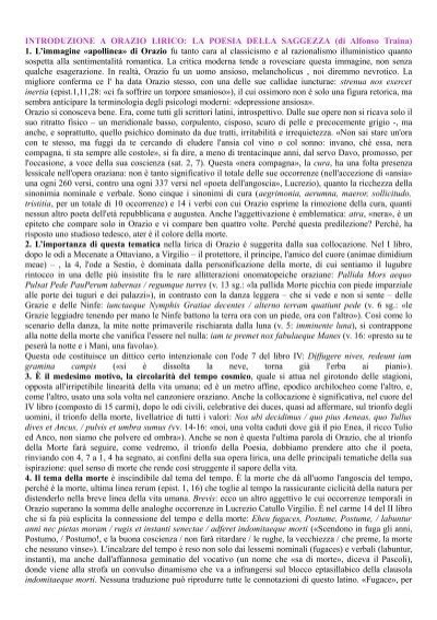 Introduzione A Orazio Lirico Di A Traina