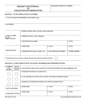 Fillable Online Oma Od Nih Form Nih Request For Approval Of