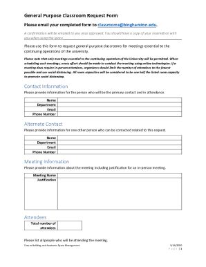 Fillable Online General Purpose Classroom Request Form Contact