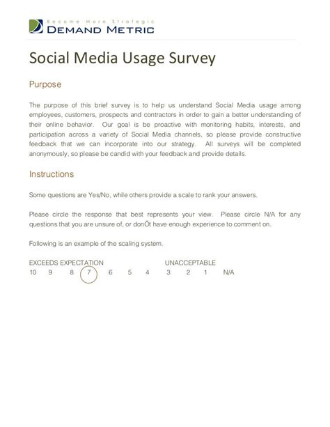 Social Media Survey Questionnaire