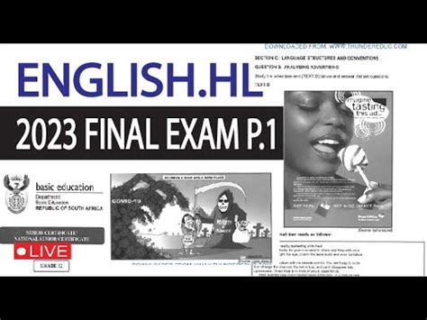 ENGLISH HOME LANGUAGE HL 2023 MEMO P 1 GRADE 12 ENGLISH HL