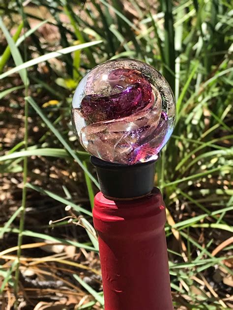 Hand Blown Glass Wine Stopper Burgundy Gold Etsy