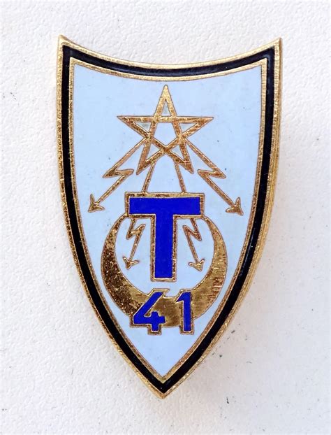 Insigne 41ème régiment de Transmissions Drago guilloché H 574 émail