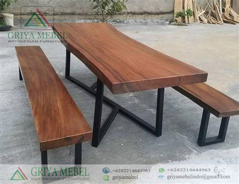 Set Bangko Alami Trembesi Kaki Besi Furniture Jati Jepara