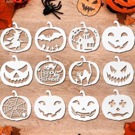 HOWAF 12 Pcs Halloween Pochoir Kit De Dessin Au Pochoir En Plastique