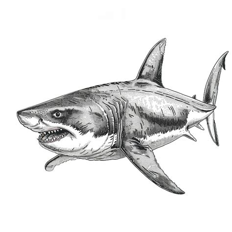 Great White Shark Hand Drawing Vintage Engraving Illustration Vector