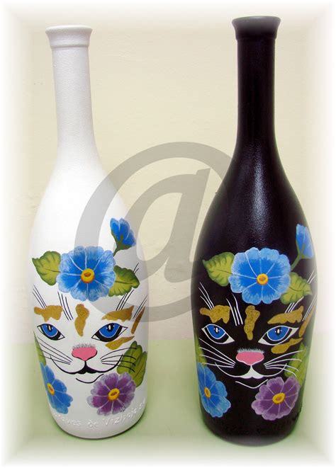 Botellas De Cristal Pintada A Mano Glass Bottle Crafts Wine Bottle