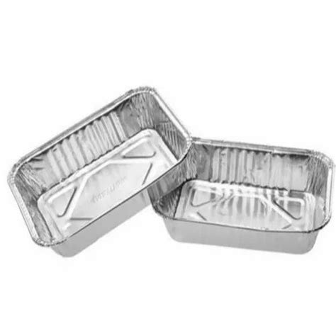 Silver Rectangular 200ml Aluminum Foil Container For Event And Party