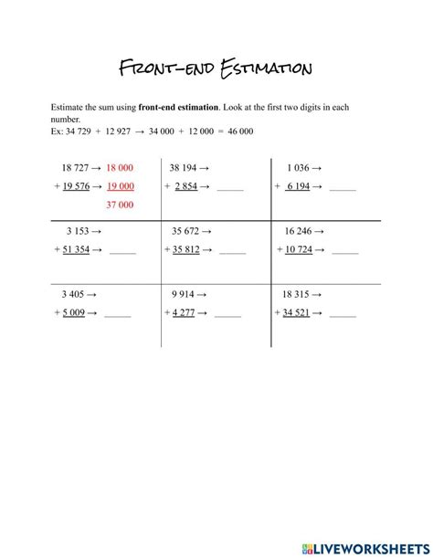 Free front end estimation worksheet, Download Free front end estimation ...