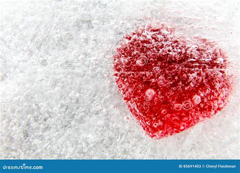 Red Heart Frozen In Ice Valentine`s Day Stock Image Image Of Macro