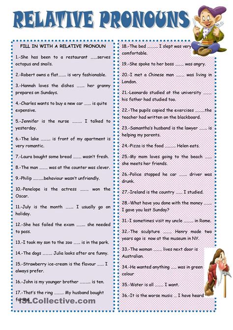 Relative Pronouns Worksheet Online