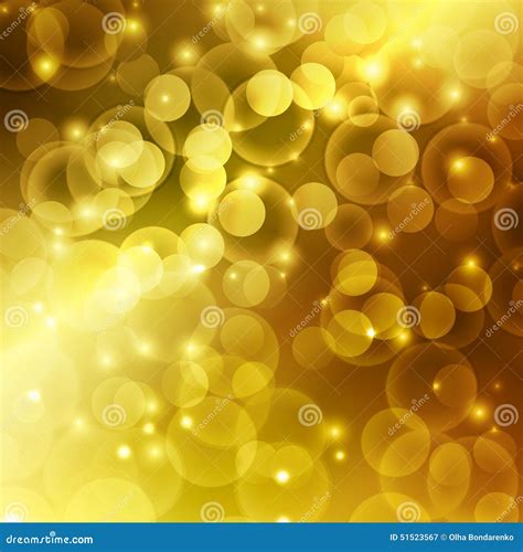 Gold Color Bokeh Abstract Light Background Stock Vector Illustration