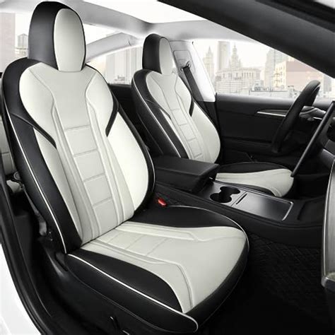 Freesoo Tesla Model 3 Car Seat Covers Leather Seat Cover Full Set Custom Fit 2018 2019 2020 2021