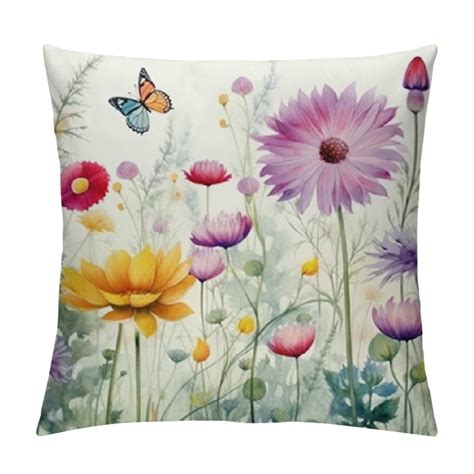 Ulloord Spring Lumbar Pillow Covers Inch Floral Colorful Flowers