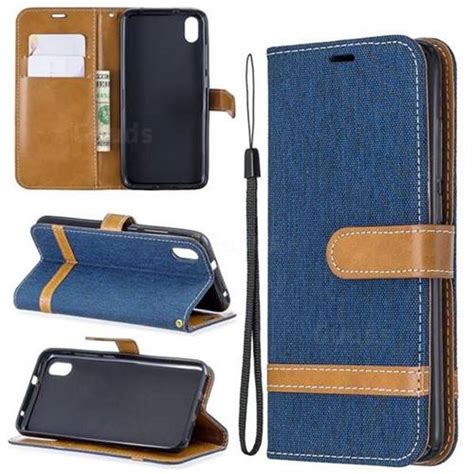 Jeans Cowboy Denim Leather Wallet Case For Mi Xiaomi Redmi 7A Dark