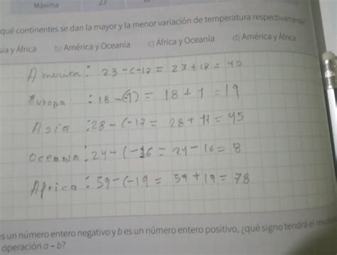 La siguiente tabla muestra las temperaturas máxima y minima registradas