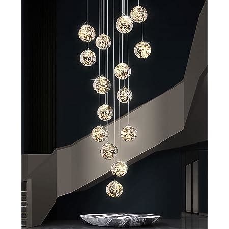 Glass Ball Led Chandelier Staircase Pendant Light W Creative