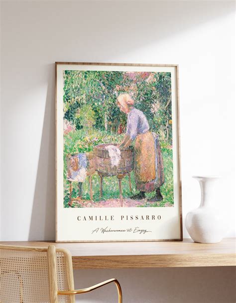 Camille Pissarro A Washerwoman At Ragny Vintage Print Mid Century