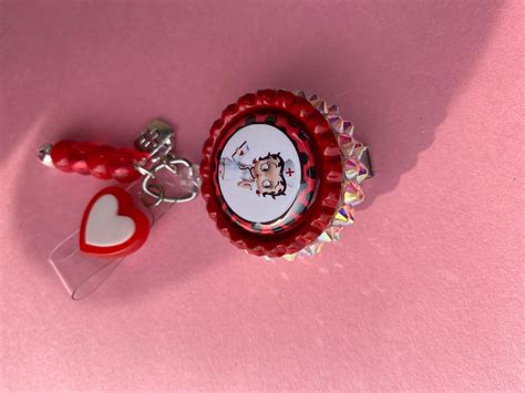 Bling Rhinestone Nurse Betty Boop Inspired Red Badge Reel Etsy