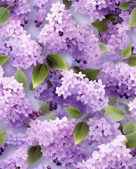 Premium Ai Image Lilac Seamless Pattern Ai Generative