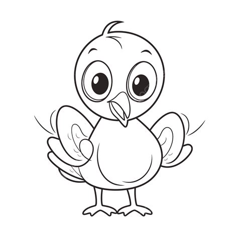 Dibujo De Boceto Contorno Pollo Dibujos Animados Lindo Vector PNG