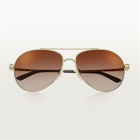 Cresw Panth Re De Cartier Sunglasses Smooth Golden Finish