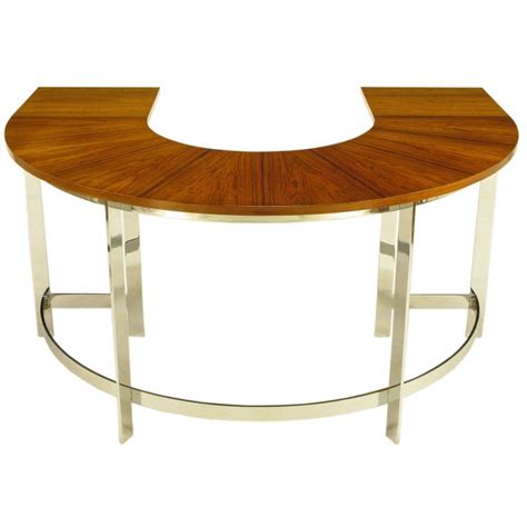 Hans Brattrud Rosewood And Chrome U Shape Writing Table At 1stdibs