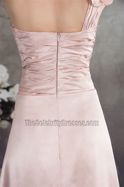 Pearl Pink One Shoulder High Low Prom Gown Evening Dress