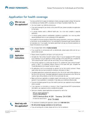 Fillable Online Kaiser Permanent Application Fax Email Print PdfFiller