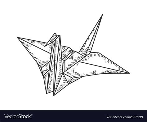 Origami crane bird sketch Royalty Free Vector Image